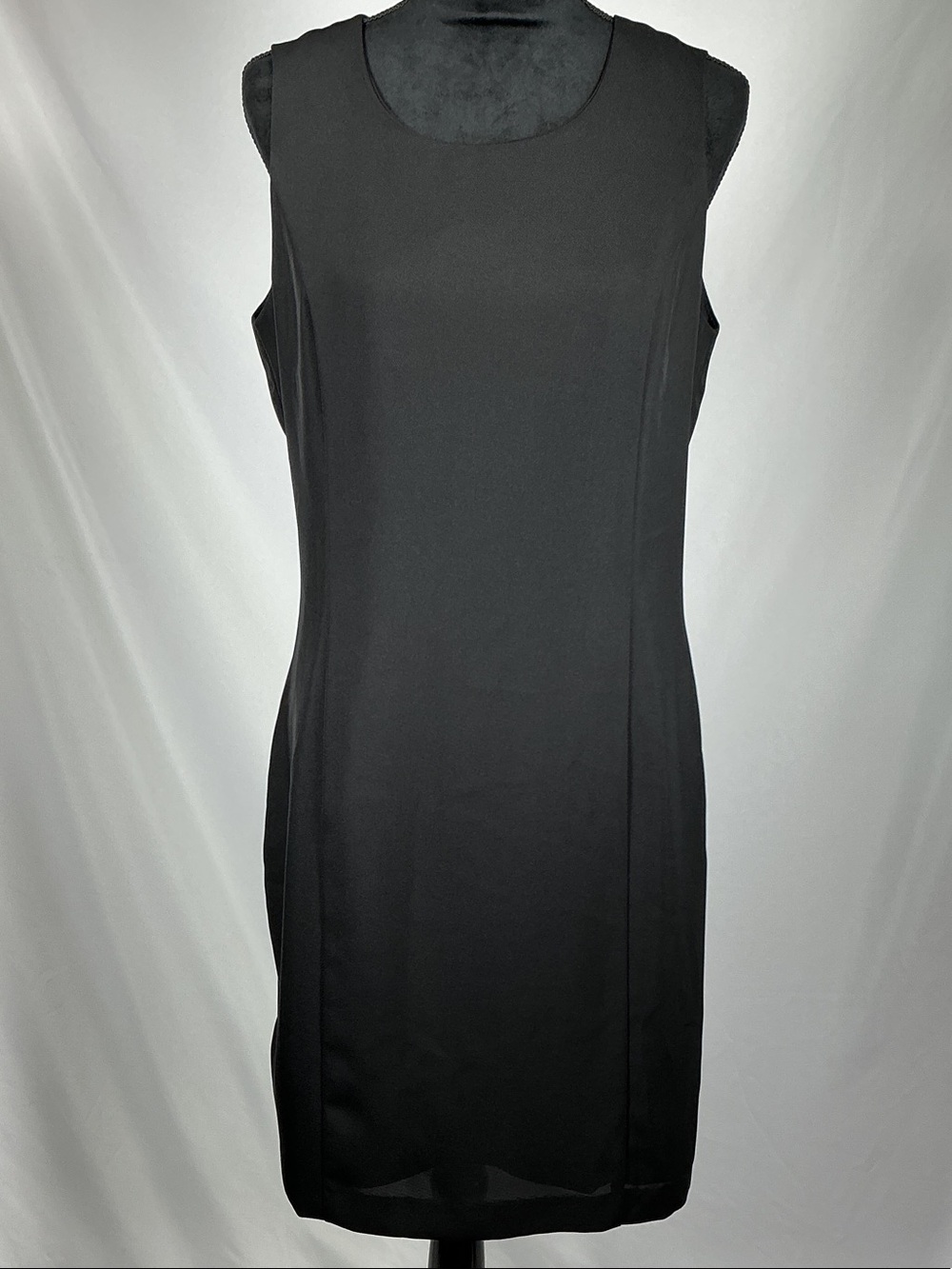 Sag Harbor Vintage Sleeveless Midi Sheath Dress Size 12 Black Solid 90s Minimal